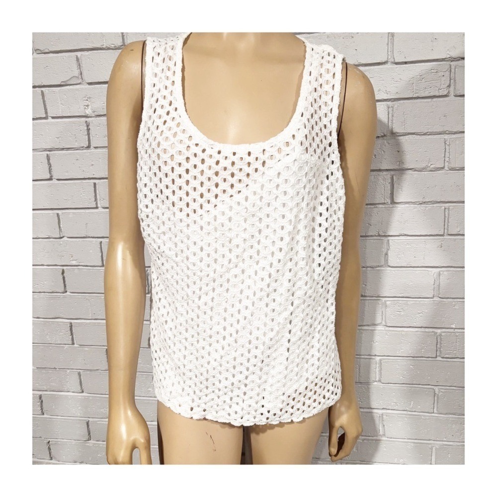 Laundry Illusion Crochet White Eyelet Layered Top Boho Festival Sz XL